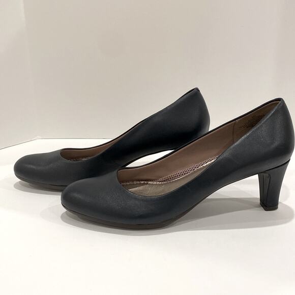 EASY SPIRIT Pumps 9 Narrow 9N Low Heel Anti-Gravity Comfort Neoma Navy Leather - Picture 2 of 16